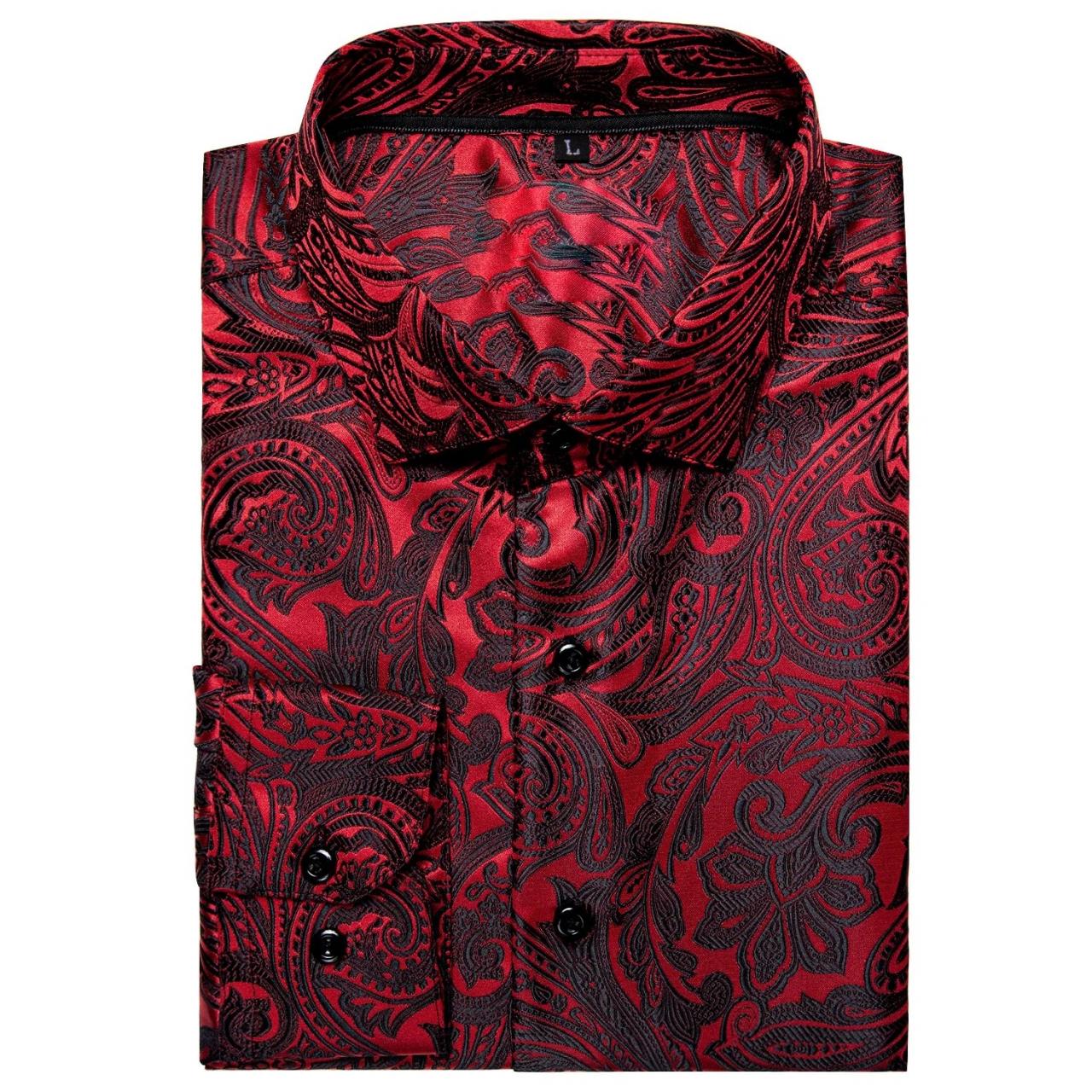 Mens red paisley dress shirt