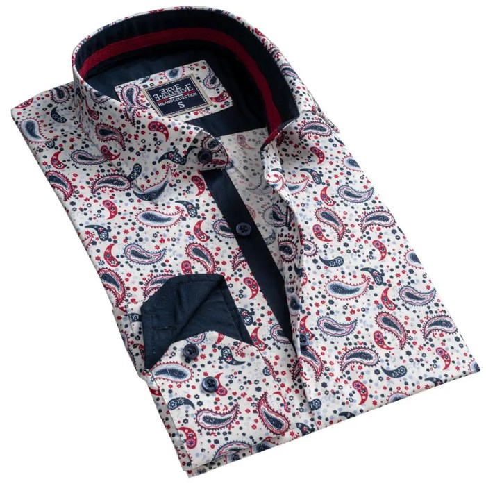 Mens red paisley dress shirt