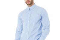 Mens striped long sleeve dress shirt